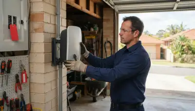 Electric vehicle charger installation in a Newcastle, OK garage by a licensed electrician