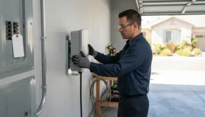 Electric vehicle charger installation in a Union City, OK garage by a licensed electrician