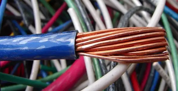 electrical wiring services showing exposed copper conductors and cable preparation in Oklahoma City, OK