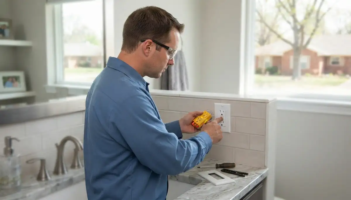 GFCI outlet providing ground-fault protection in a Tuttle, OK kitchen wet area
