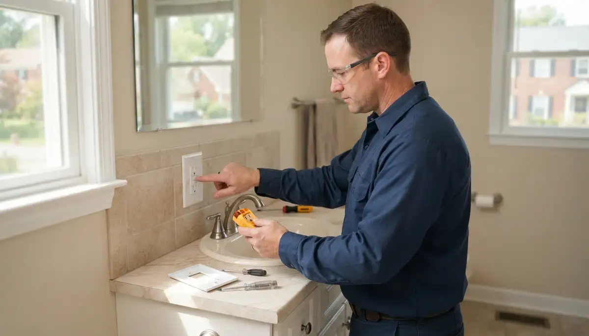 GFCI receptacle providing electrical safety in a Wayne, OK bathroom
