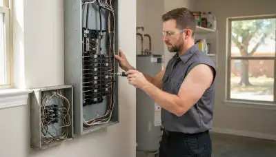 Electrician upgrading an older home’s electrical panel in Harrah, OK to support modern power demands