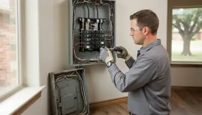 Electrician upgrading an older home's electrical panel to 200 amps in Tuttle, OK