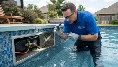 Electrician assessing pool light bonding and water safety in Oklahoma City, OK