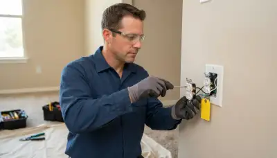 Electrician replacing an outlet with secure screw terminals in an Oklahoma City, OK home