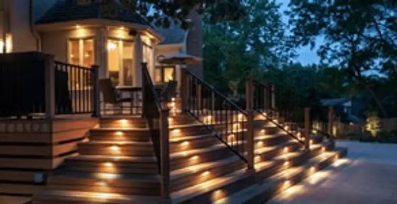 Residential electrician installing outdoor lighting for home safety in Oklahoma City, OK