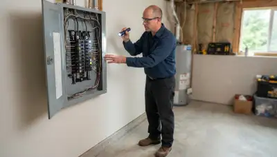 Electrician conducting a whole-home electrical inspection in Bethany, OK