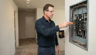 Licensed electrician testing a home electrical panel and breakers during an assessment in Oklahoma City, OK